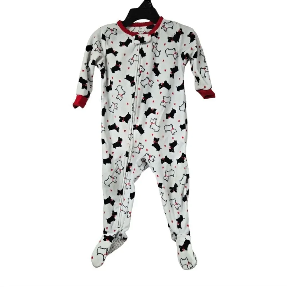 Carter's Baby Girl 12M Sleep & Play Scottie Dog Footie One-Piece Pajama PJs